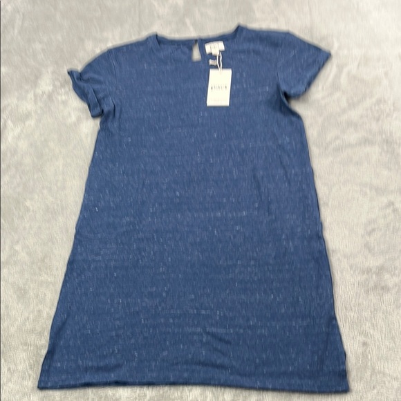 NEW PACT S 100% Organic Cotton French Navy Melange Piper Blue Tee Dress - Picture 2 of 10